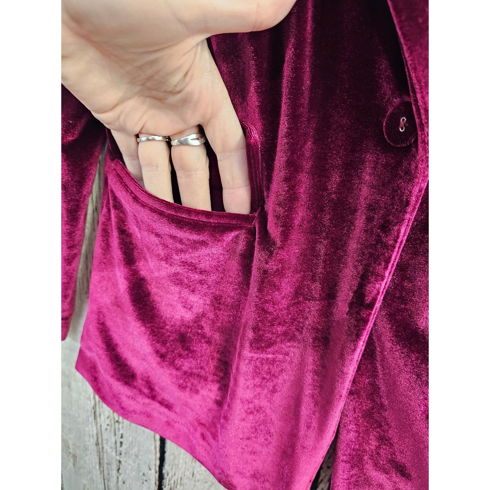 Velvet Blazer Jacket - Wine Pink - Picture 2 of 6